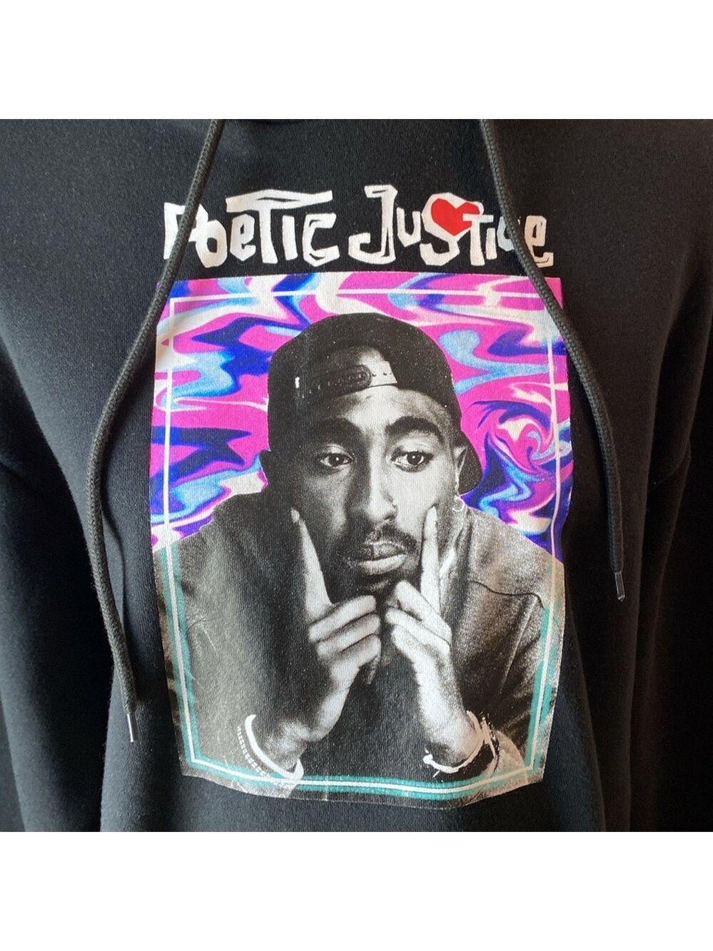 Tupac Poetic Justice Black Hooded Sweatshirt, Size M - Picture 7 of 15